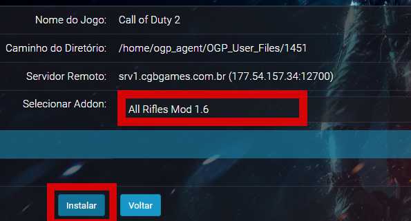Selecionar mod